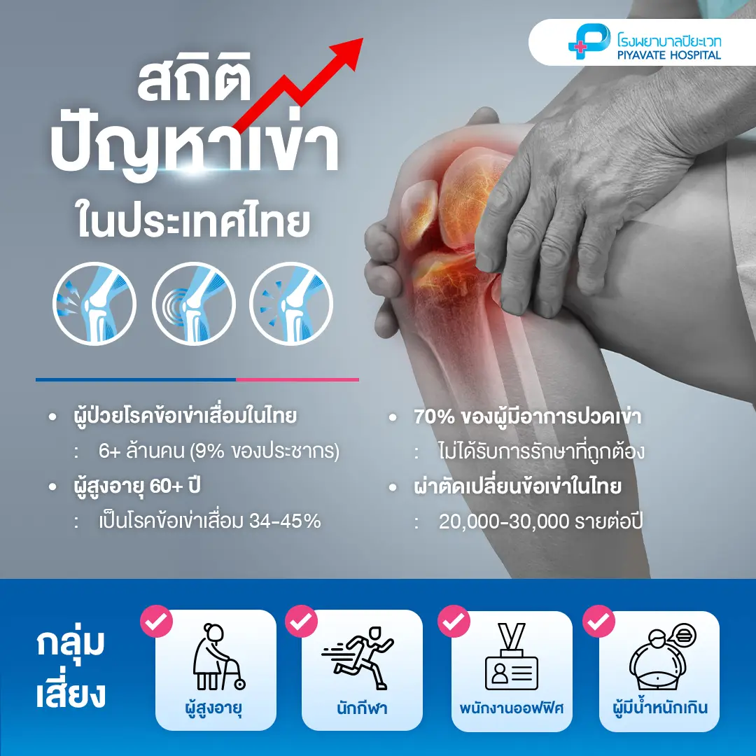 ปัญหาเข่าในไทย: 6 ล้านคนเป็นโรคข้อเข่าเสื่อม เรียนรู้กลุ่มเสี่ยง ผลกระทบ และวิธีป้องกันดูแลเข่าเพื่อคุณภาพชีวิตที่ดี